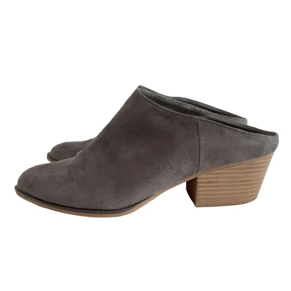 Chinese Laundry Shelbi Suede Mules Block Heel Elephant Gray Womens 8 Ankle Boot - Picture 2 of 11